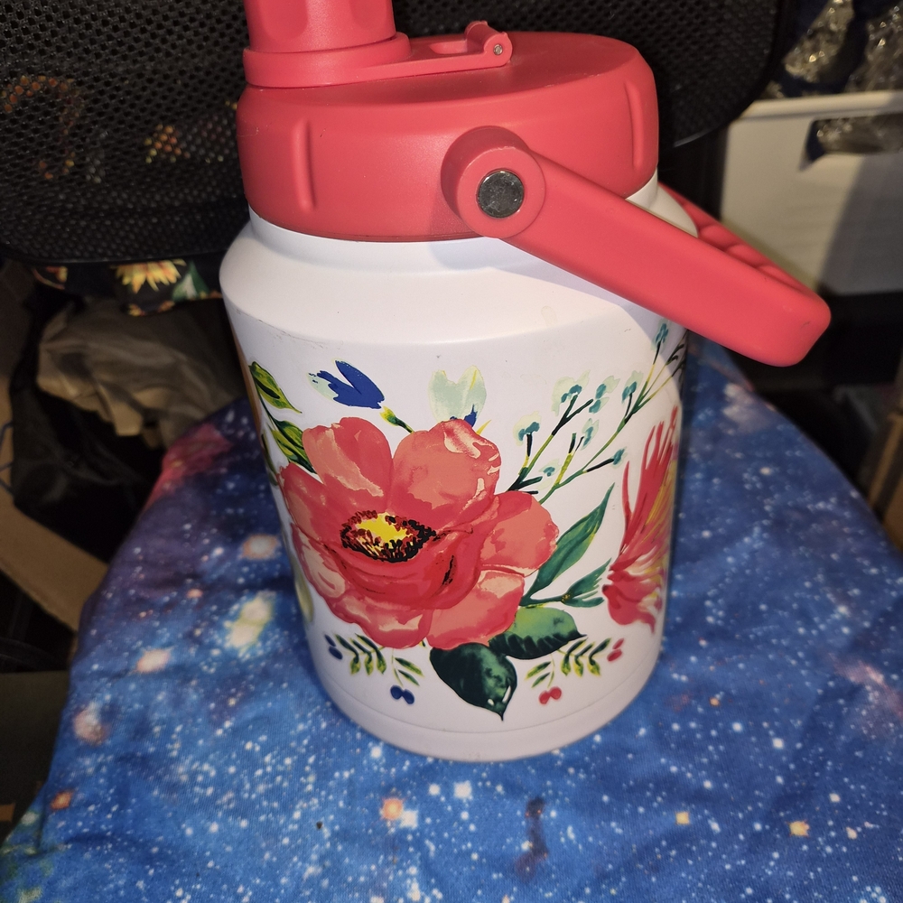 Floral Insulated Water Jug - Red and White